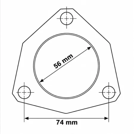 3-Hole Gasket for Downpipe – Inner Diameter 56 mm