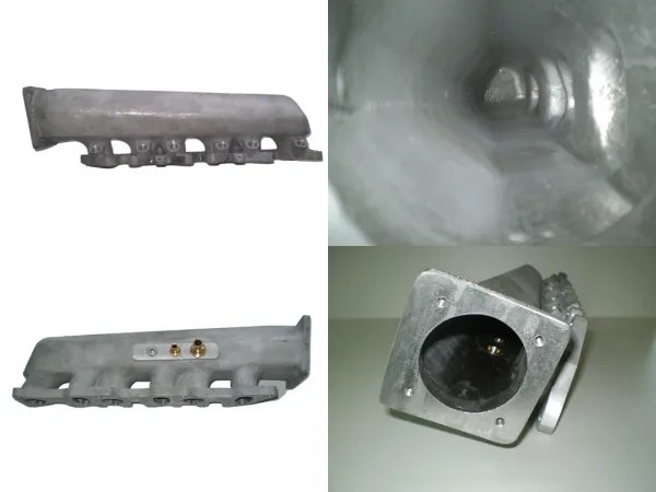Intake manifold for VR6 Turbo short outlet side made of cast aluminum for new throttle body