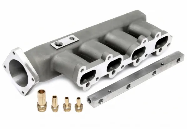 Intake manifold for VW 16V Turbo Golf 1, 2, 3 + 16V G60 with VR6 throttle body connection, including fuel rail