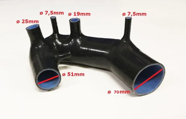 Silicone intake hose for Audi A4, A6 B5 B6 Passat 1.8T 150HP-193HP black ø 51mm turbo inlet / WITH clamp set