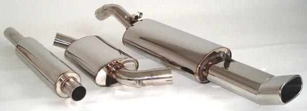 Exhaust system/sport exhaust for Golf 2 1.3L, 1.6L + Diesel, Turbodiesel, 1.8L 16v, G60 - 63,5mm stainless steel with EC-approval (registration-free)