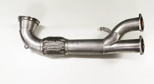 Downpipe for Audi RS3 8V ø 90mm to 2x76mm Vorkat replacement pipe stainless steel