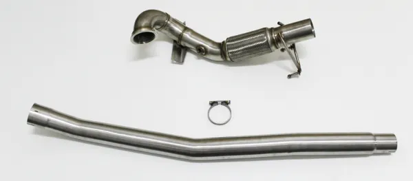 Downpipe for Audi S3 8v Quattro , Seat Leon 5F Cupra R ST 300 Golf 7 R 4-Motion 2.0 TFSI ø 76mm stainless steel with interlock flex pipe
