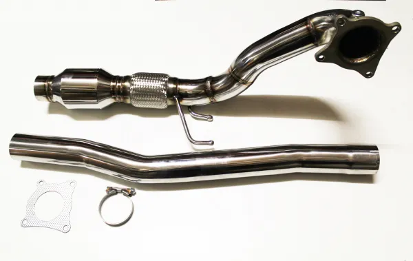 Downpipe for Golf 6 R, S3 8P, TT 8J, Leon Cupra R 1P 2.0 TFSI ø 76mm stainless steel 200 cells sports cat Euro 5 compatible