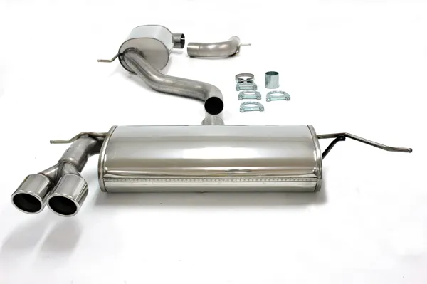 Stainless steel sports exhaust system 2x80 mm for Golf VI 1.4TSi/1.8TSi EC approval