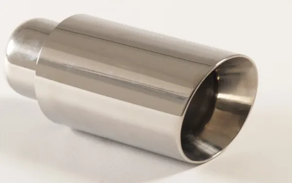 Tailpipe 39 - 85mm round slanted wide edge stainless steel