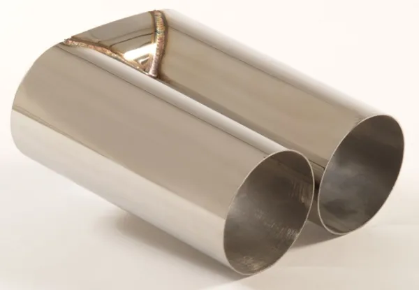 Tailpipe 60 - 2x90mm round sharp-edged stainless steel