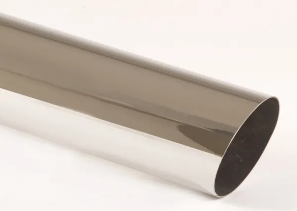 Tailpipe 61 - 90mm round sharp-edged beveled stainless steel