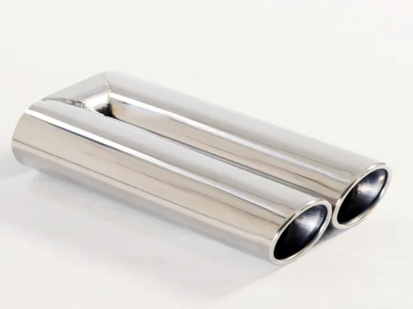 Tailpipe 71 - 2x70x85mm oval flared beveled stainless steel