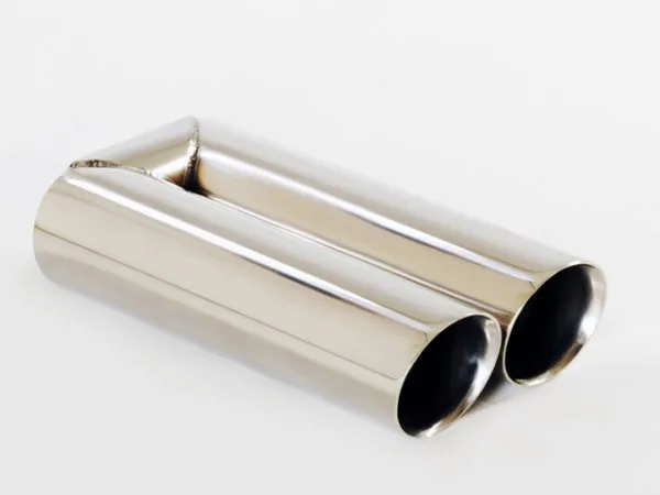 Tailpipe 76 - 2x90mm round slanted wide edge stainless steel