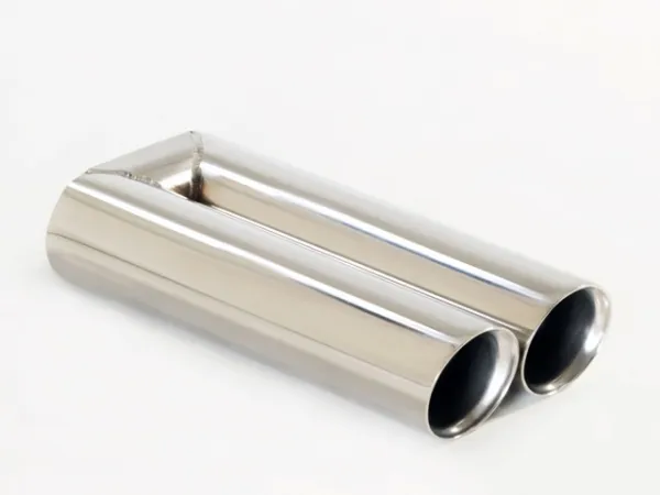 Tailpipe 77 - 2x76mm round slanted wide edge stainless steel