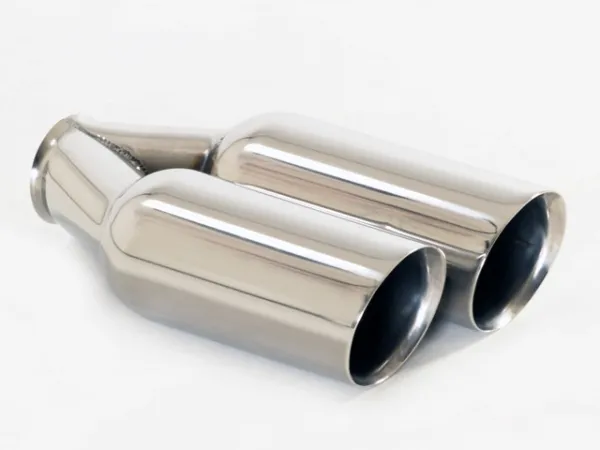 Tailpipe 87 - 2x90 round beveled with wide edge left stainless steel