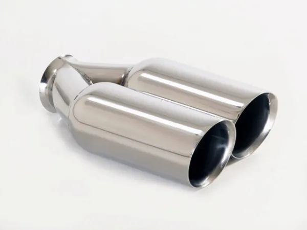 Tailpipe 88 - 2x90 round beveled with wide edge right stainless steel