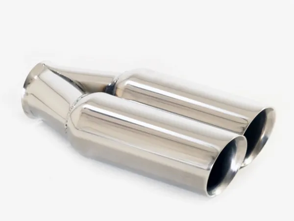 Tailpipe 90 - 2x76 round beveled with wide edge right stainless steel