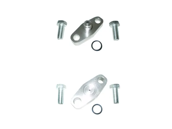Flange for oil inlet for GTR Turbo with oil restrictor 0,9mm GT40+GT42
