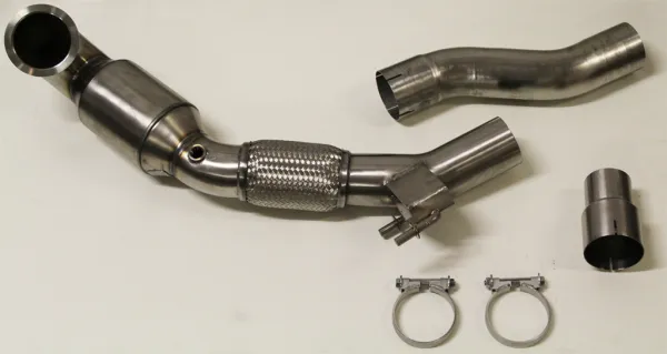HG Downpipe Bull-xfor Audi A3 8v, Seat Leon III, Golf 7 GTI 2.0 TFSI ø 89>76mm stainless steel with EC type approval