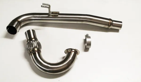 Y-pipe / downpipe for Audi A3 8v, Seat Leon III, Golf 7 GTI 2.0 TFSI ø 76mm stainless steel with interlock flex pipe 76 mm