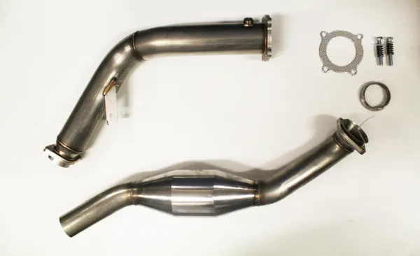 Downpipe for Audi A4 B8 2.0 TFSI, 76 mm diameter, with 200-CPI racing catalytic converter, stainless steel, 54 mm