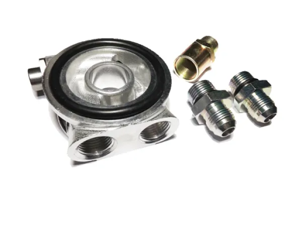 Oil filter adapter (intermediate plate) for auxiliary oil cooler with thermostat and D08 connections