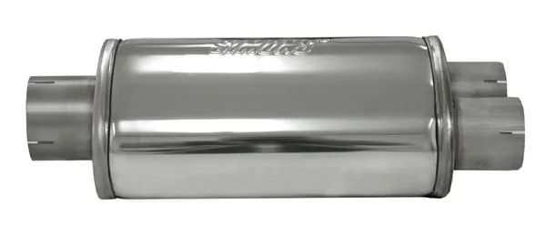 Silencer universal Simons Split ø 76mm oval 220x140 L 320mm stainless steel 1x 76mm 2x 63,5mm