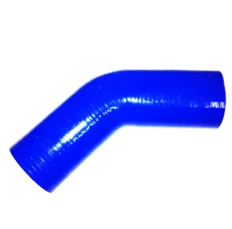 Silicone elbow 45° degree 6,5mm inner diameter blue L 100mm 3 layers 3,5mm