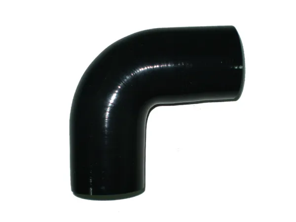 Silicone elbow 90° degree 28mm inner diameter black L 125mm 5 layers 6mm wall thickness