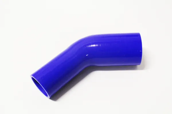 Silicone elbow reducer 45° degree 70x63,5mm inner diameter blue L 125mm 5mm wall
