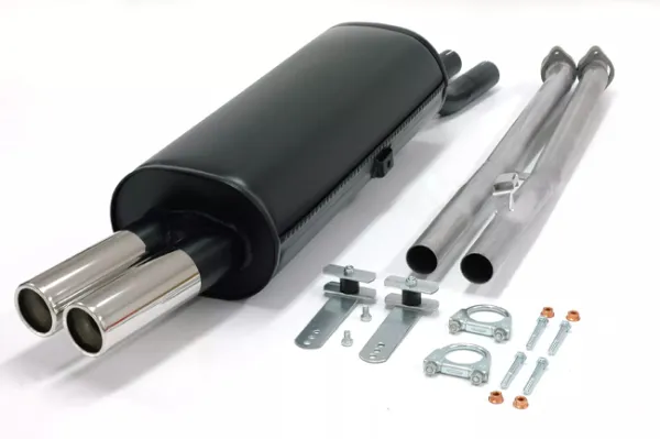 Simons Aluminized steel sports exhaust system from cat 2x70 mm for BMW E30 320i/325i/325ixKat. Registration free