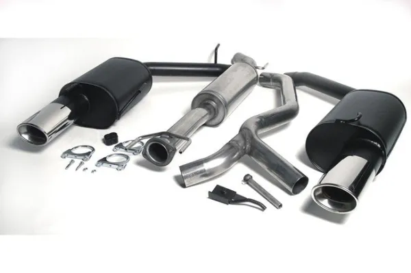 Simons Chrome Steel Duplex Sport Exhaust System 90/120 mm + 90/120 mm Oval for SAAB 9-5 Turbo 2.0/2.3 Sedan/Station Wagon & 9-5 Aero Sedan/Station Wagon