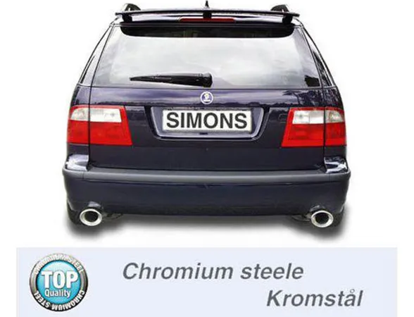 Simons Chrome Steel Duplex Sport Exhaust System 90/120 mm + 90/120 mm Oval for SAAB 9-5 Turbo 2.0/2.3 Sedan/Station Wagon & 9-5 Aero Sedan/Station Wagon