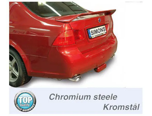 Simons Chrome Steel Duplex Sport Exhaust System 90/120 mm + 90/120 mm Oval for SAAB 9-5 Turbo 2.0/2.3 Sedan/SportWagon & 9-5 Aero Sedan/SportWagon