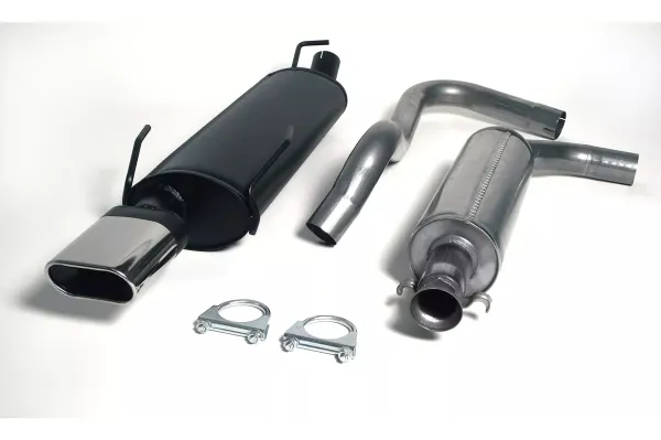 Simons Chrome steel sports exhaust system 70x140 mm angular for SAAB 9-3 Aero Ver. I