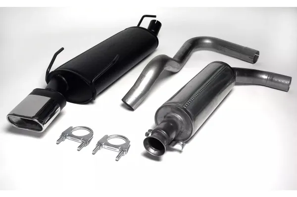 Simons Chrome steel sports exhaust system 70x140 mm angular for SAAB 9-3 Aero Ver. II.