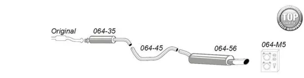 Simons Chrome Steel Sport Exhaust System 90/120 mm Oval for SAAB 9-5 Turbo 2.0/2.3 Sedan/Station Wagon For models without an opening in the rear bumper