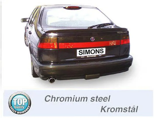 Simons Chrome Steel Sport Exhaust System 90 mm Round for SAAB 9000 CS Turbo 2.0/2.3/Aero