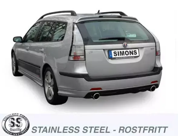 Simons Stainless Steel Duplex Sport Exhaust System 100 mm + 100 mm Round for SAAB 9-3 1.9TiD/1.9TTiD
