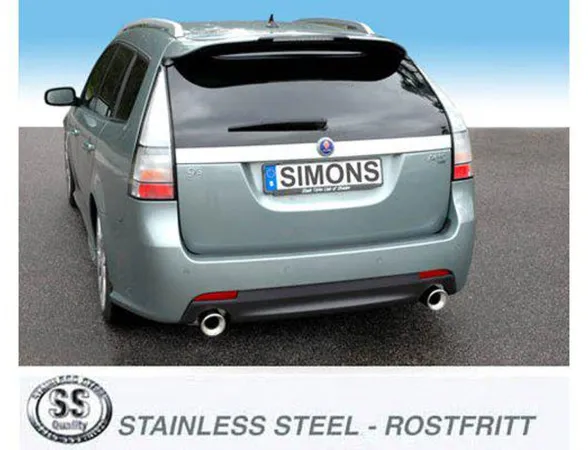 Simons Stainless Steel Duplex Sport Exhaust System 100 mm + 100 mm Round for SAAB 9-3X 2.0T/2.8T XWD
