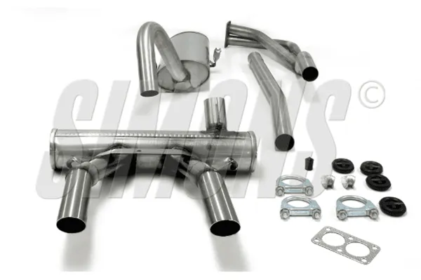 Simons Stainless steel sports exhaust duplex 57 mm + 57 mm round for Opel GT 2.0