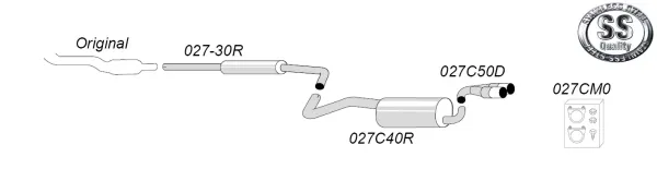 Simons Stainless Steel Sport Exhaust System 2x 80mm Round for Seat Arosa 1.4 8V/1.4 16V/1.7 SDI