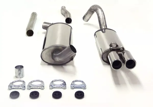 Simons stainless steel sports exhaust system 2x70 mm for Audi 80, 90, Cabrio B4 Type 8G