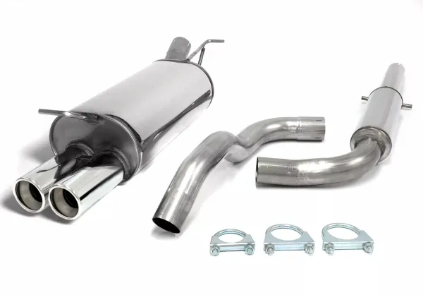 Simons Stainless steel sports exhaust system 2x80 mm for Audi A3 (8L) 1.6/1.8/1.8T/1.9TDI EC approval