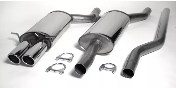 Simons Stainless steel sports exhaust system 2x80 mm for Audi A4 (B5) Quattro sedan/avant/station wagon 2.5 TDI EC approval