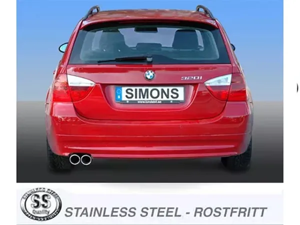 Simons Stainless Steel Sport Exhaust System 2x80 mm for BMW E91 316, 318i, 320i, 320Si with EC type approval (no registration required)