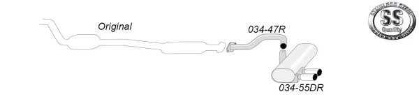 Sketch of a Simons stainless steel sports exhaust system for BMW E90, consisting of pipes and a rear silencer with two tailpipes. The Simons logo and product numbers are shown.