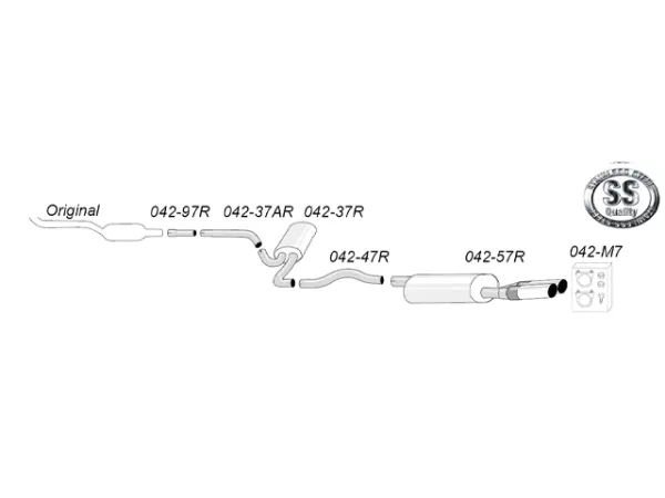 Simons Stainless Steel Sport Exhaust System 2x80 mm for VW Passat (B5) 3B Sedan/Avant/Station Wagon 1.6/1.8/1.8T/1.9TDI/2.5TDI EC Type Approval