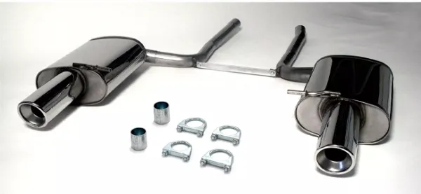 Simons Stainless steel sport rear muffler duplex L+R 1x100 mm for Audi A4 (B7) Quattro sedan/avant/station wagon 1.8T/2.0TFSi EC-approval