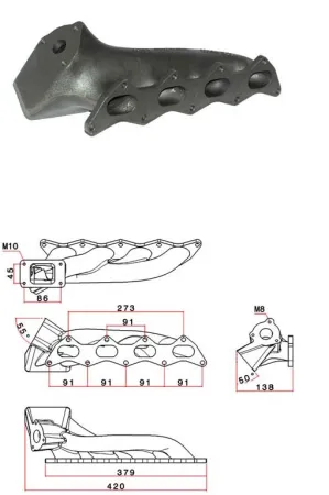 Turbo exhaust manifold Lancia/Fiat Delta Integrale Coupe 2.0 16v Turbo T3 cast exhaust manifold