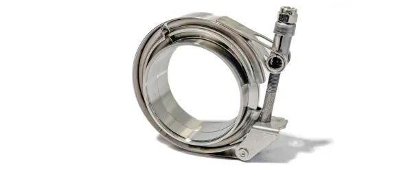 V-band set 38mm made of stainless steel 2 weld-on rings with centering + V-band clamp with quick-release fastener