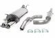 Complete stainless steel sports exhaust system from Simons for Audi A3 (8L). Included are rear silencer with 2x80mm tailpipes, center silencer, connecting pipes and mounting material (clamps). The material is shiny and silver.