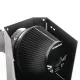 Close-up of the RamAir Proram intake kit for the Toyota GR Yaris. The black, conical air filter is mounted in a powder-coated heat shield. The RamAir logo is clearly visible. The kit promises optimized airflow.